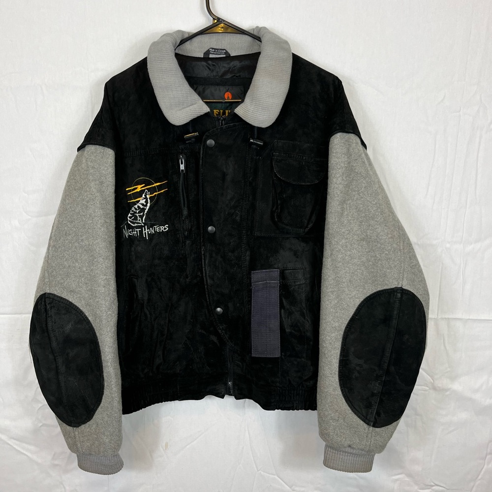 Vintage Night Hunters Wolf Jacket Black and Grey Sz XL